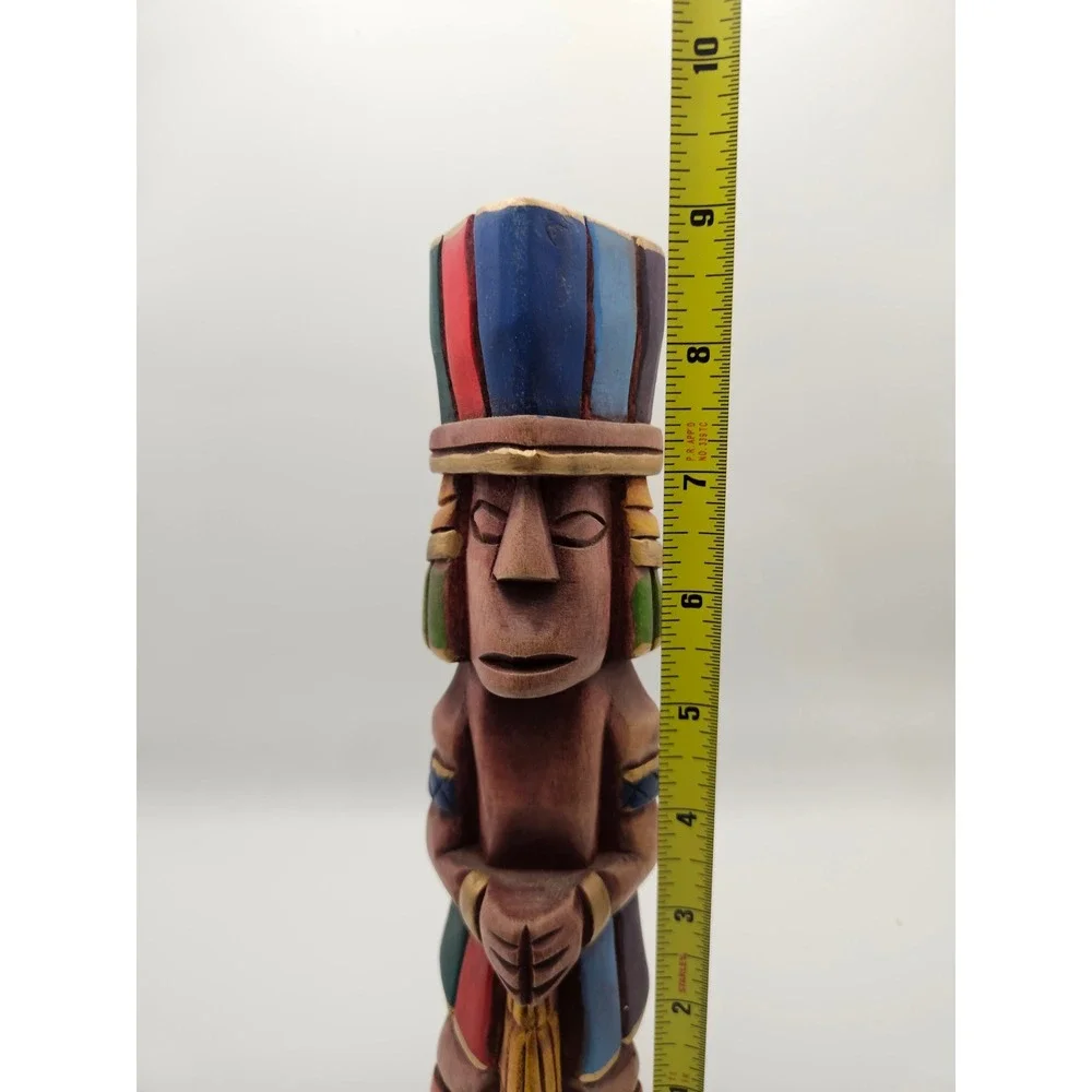 Vintage Handcarved Lightweight Wooden Folk Art Aztec/Mayan Style Totem 9